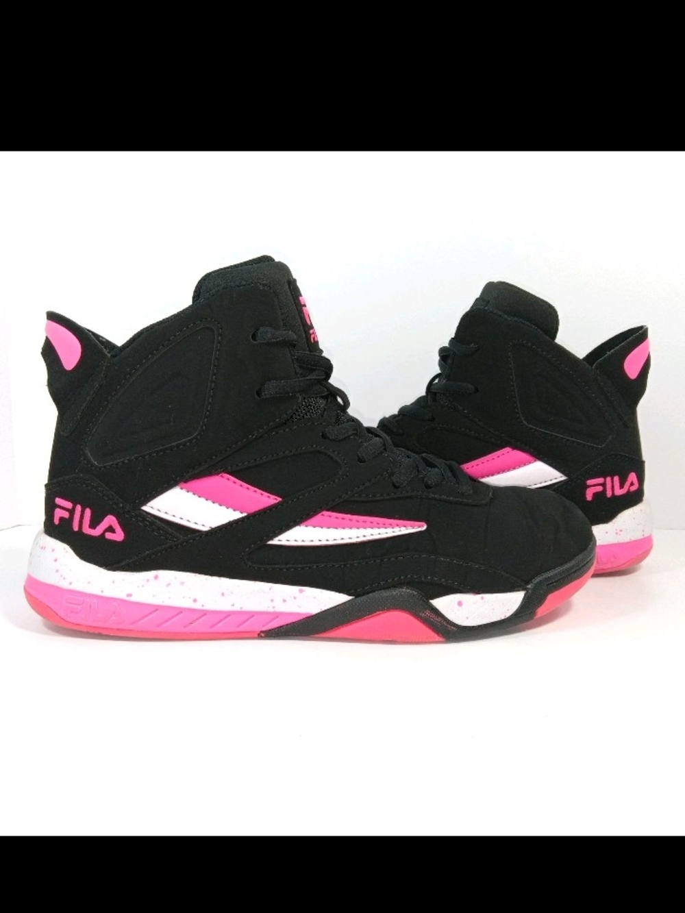 FILA Dereverse Mid Suede Sneaker Womens Shoes Black Pink White Size 7